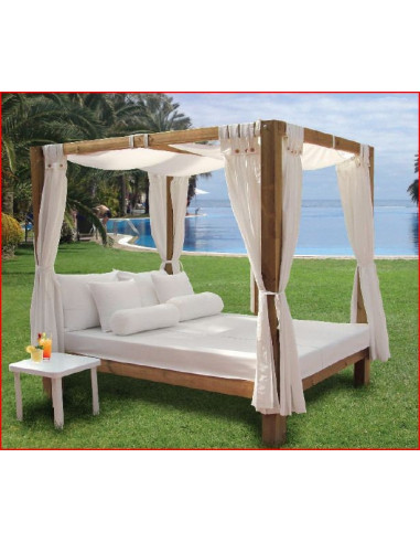 Cama Balinesa Estructura de madera respaldo reclinable de 2m - Camas Balinesas