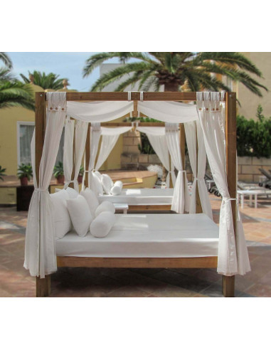 Cama Balinesa Estructura de madera respaldo reclinable de 2m - Camas Balinesas