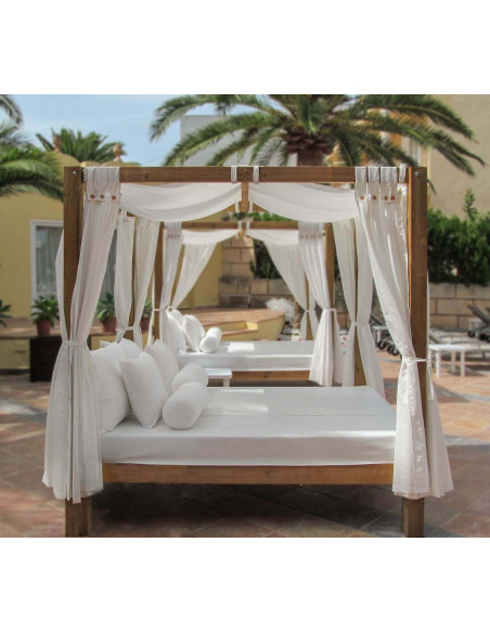 Cama Balinesa Estructura de madera respaldo reclinable de 2m - Camas Balinesas