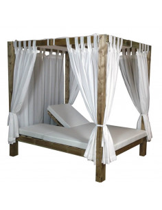 Cama Balinesa Estructura de madera respaldo reclinable de 2m - Camas Balinesas