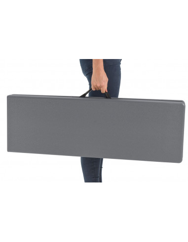 Banco plegable Catering 180 cm largo Premium gris oscuro tipo maleta