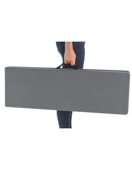 Banco plegable Catering 180 cm largo Premium gris oscuro tipo maleta