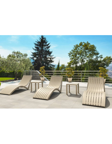 Tumbona Slim para piscina marrón taupe