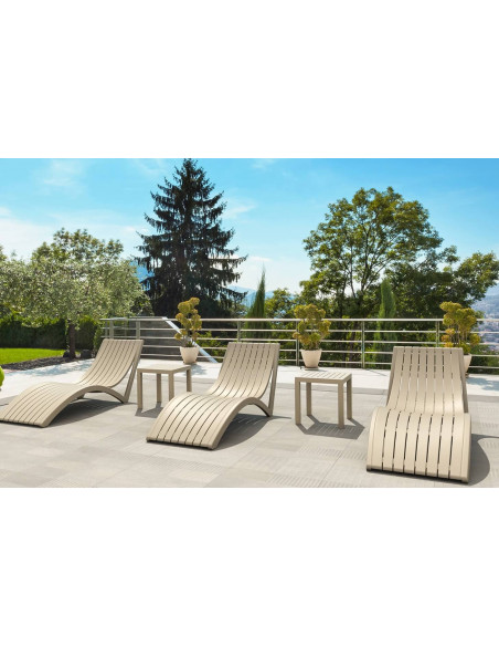 Tumbona Slim para piscina marrón taupe
