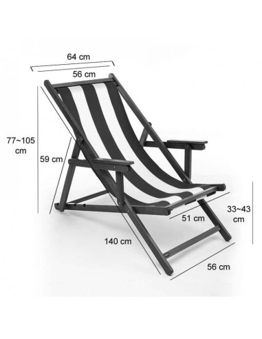 Medidas Hamaca Menorquina Premium plegable de loneta con brazos RH2040.HB