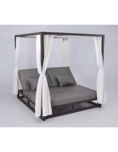 Cama balinesa de aluminio taupe beige