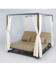 Cama balinesa de aluminio taupe beige