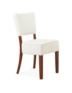 Silla para salón y comedor en madera y tapizada en polipiel blanca