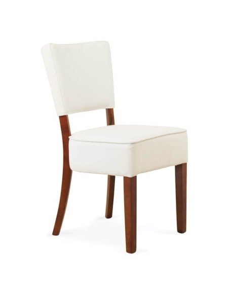 Silla para salón y comedor en madera y tapizada en polipiel blanca Silla para salón y comedor en madera y tapizada en polipiel blanca