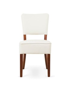 Silla para salón y comedor en madera y tapizada en polipiel blanca 2