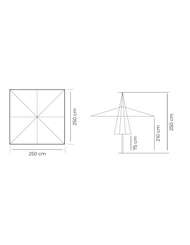 PARASOL ALUMINIO 2,5X2,5 m - Sombrillas