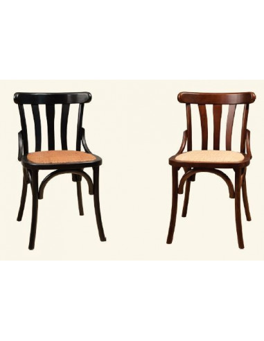 Sillas de Interior. Silla de madera café bistrot asiento ratan