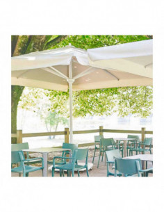 Parasol cuadrado aluminio blanco RIO 4X4 metros con volante 2