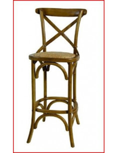 Taburetes de Interior. Taburete madera con respaldo Vintage