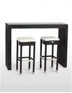 Mesas altas. Mesa alta barra Modena 50 con taburetes Conjunto