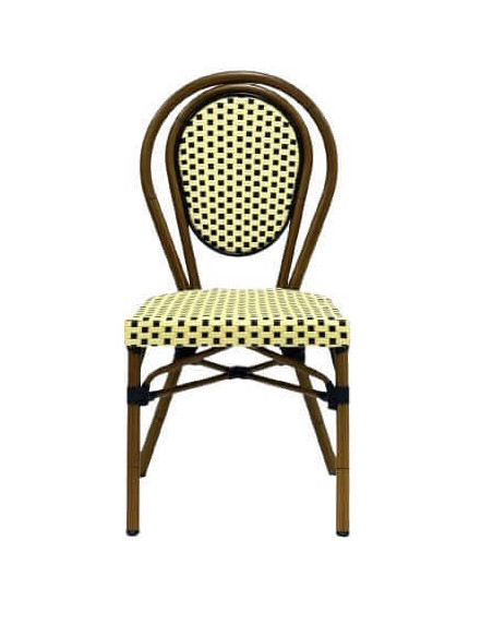 Sillas de Exterior. Silla Dijon en aluminio y ratán para restaurantes