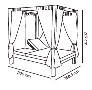 Medidas de la cama balinesa de madera para hoteles